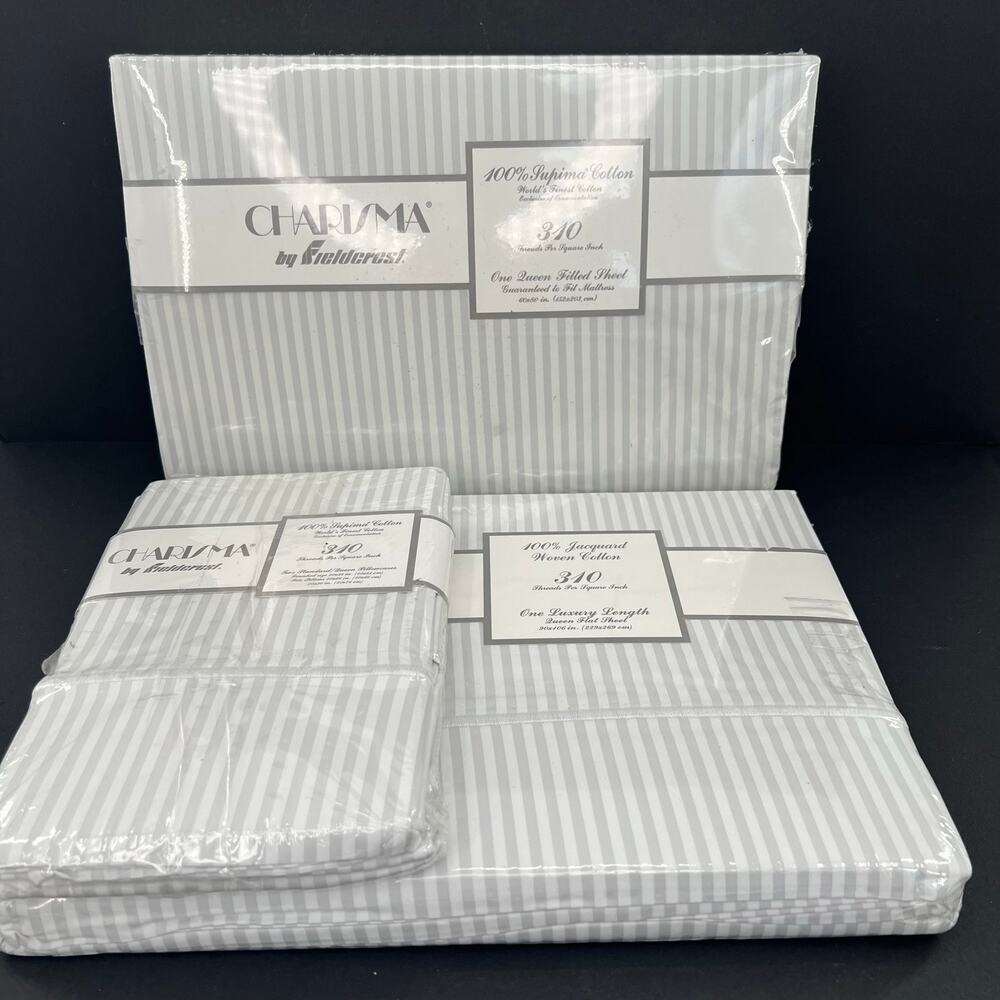 Charisma by Fieldcrest striped supima cotton 310 count two pillow cases